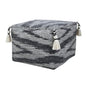 18" Gray Cotton Striped Pouf Ottoman