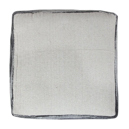 18" Gray Cotton Striped Pouf Ottoman