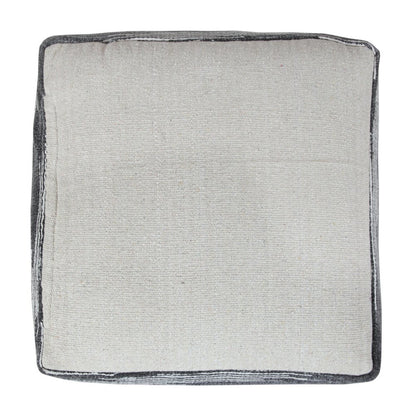 18" Gray Cotton Striped Pouf Ottoman