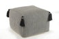 18" Gray Cotton Striped Pouf Ottoman