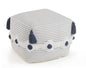 18" Gray Cotton Striped Pouf Ottoman