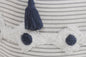 18" Gray Cotton Striped Pouf Ottoman