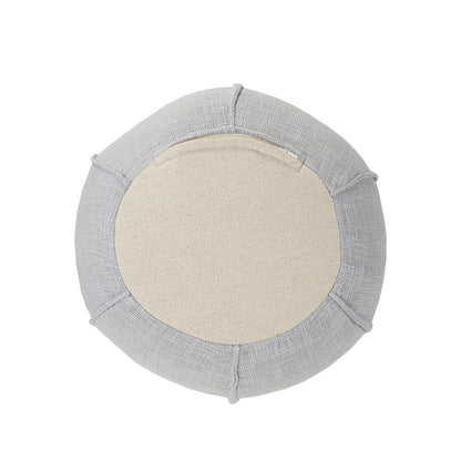 18" Gray Cotton Round Patchwork Pouf Ottoman