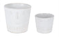 Set of Two White Porcelain 4 Ounce Abstract Face Pot Planters