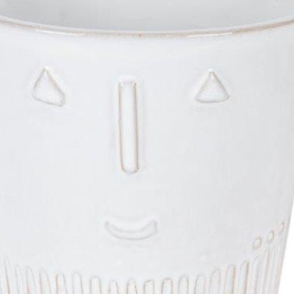 Set of Two White Porcelain 4 Ounce Abstract Face Pot Planters