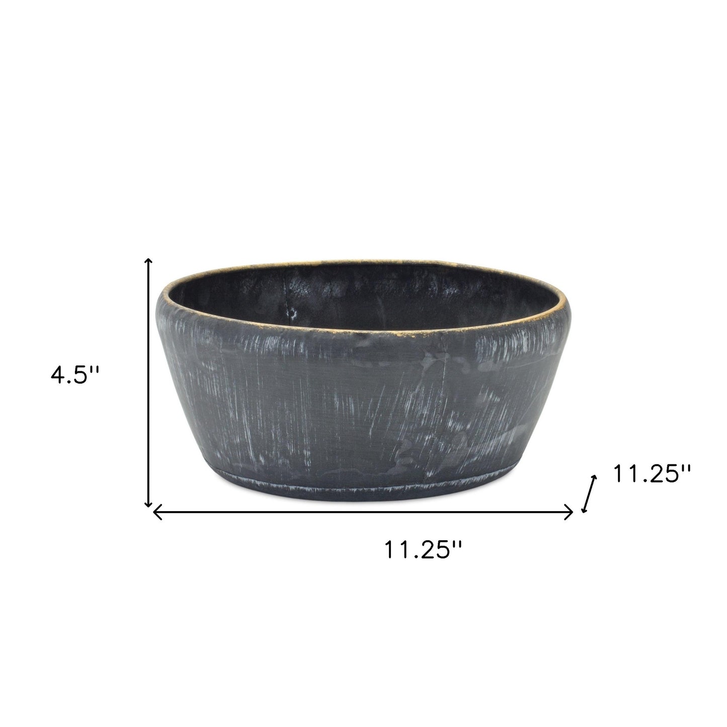 Set of Two 11" Black Metal Round Pot Planter