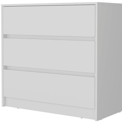33" White Three Drawer Dresser