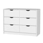 42" White Wood Six Drawer Double Dresser