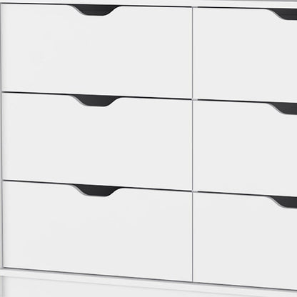 42" White Wood Six Drawer Double Dresser