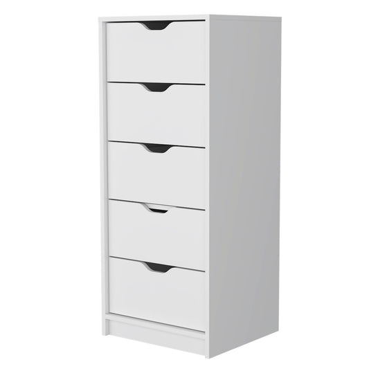 18" White Five Drawer Dresser