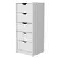 18" White Wood Five Drawer Dresser