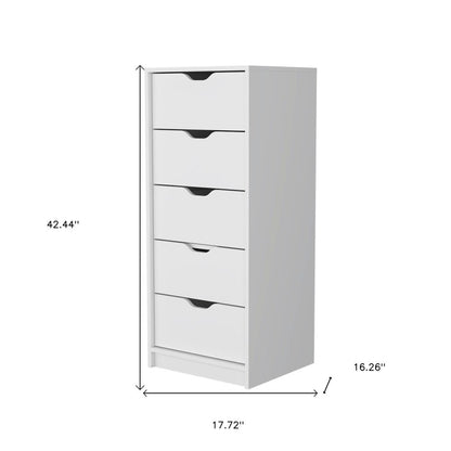 18" White Five Drawer Dresser