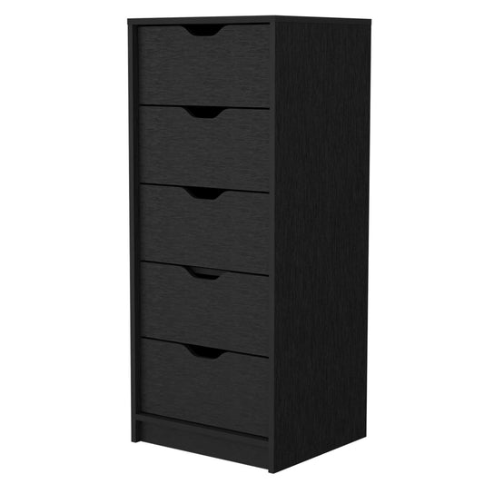 18" Black Manufactured Wood Five Drawer Narrow Dresser