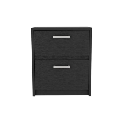 19" Black Two Drawer Nightstand