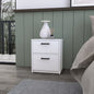 19" White Wood Two Drawer Nightstand with Integrated Tech
