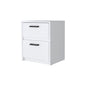 19" White Wood Two Drawer Nightstand with Integrated Tech