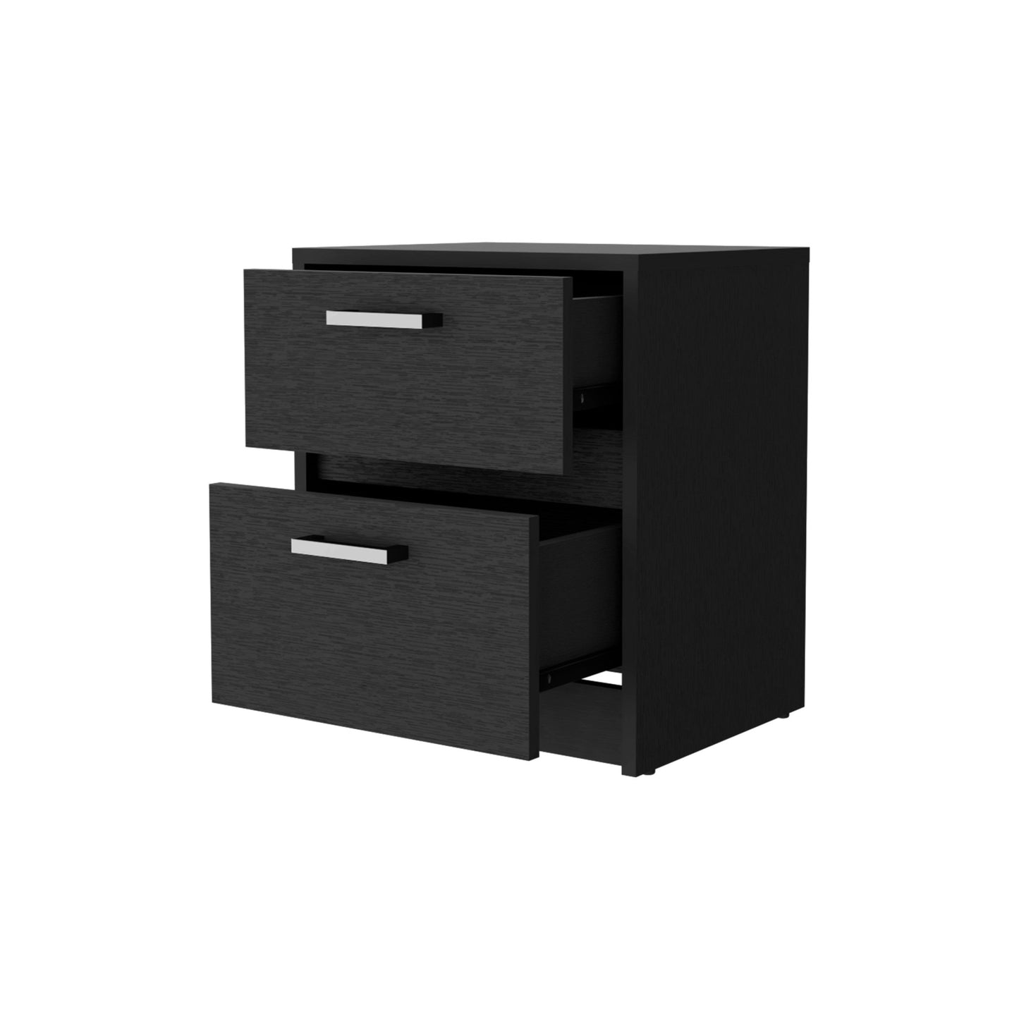 19" Black Two Drawer Nightstand With Integrated Tech