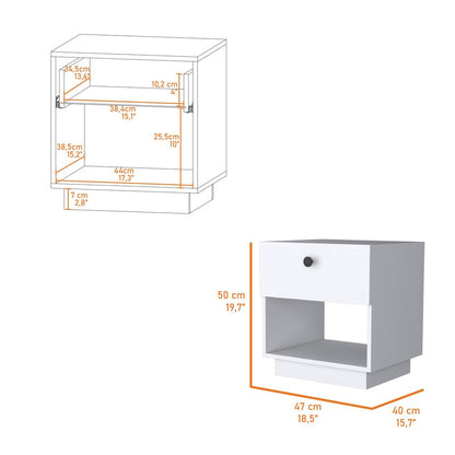 20" White Wood One Drawer Nightstand with Integrated Tech