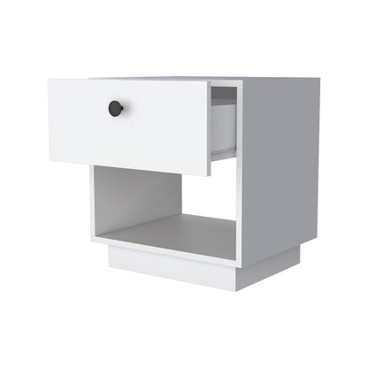 20" White Wood One Drawer Nightstand with Integrated Tech