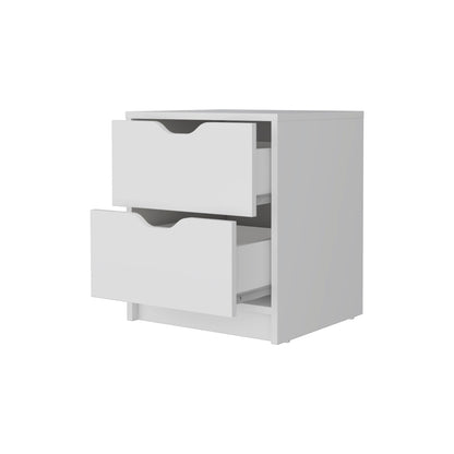 19" White Two Drawer Nightstand With Integrated Tech