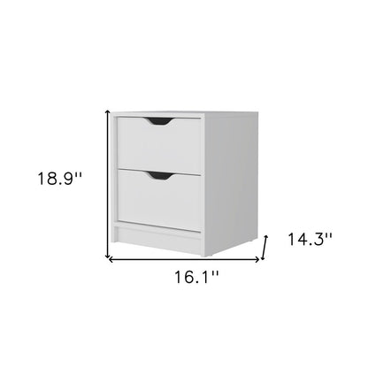 19" White Wood Two Drawer Nightstand with Integrated Tech