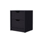 19" Black Wood Two Drawer Nightstand with Integrated Tech
