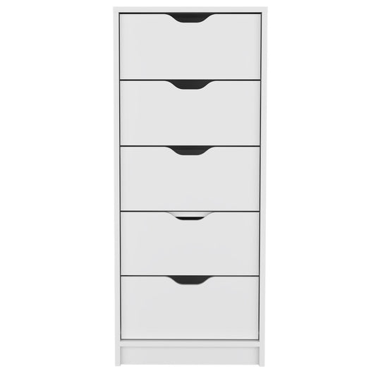 18" White Five Drawer Dresser