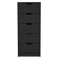 18" Black Charcoal Manufactured Wood Five Drawer Tall and Narrow Dresser