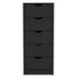 18" Black Charcoal Manufactured Wood Five Drawer Tall and Narrow Dresser