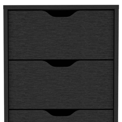 18" Black Charcoal Manufactured Wood Five Drawer Tall and Narrow Dresser