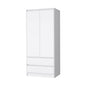 32" White Accent Cabinet Soft Close With Multiple Shelves And Two Drawers