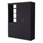 79" Black Wood Two Door Three Drawer Combo Dresser