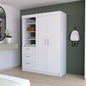 59" White Accent Cabinet Soft Close With Three Shelves And Three Drawers