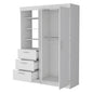 79" White Wood Two Door Three Drawer Combo Dresser