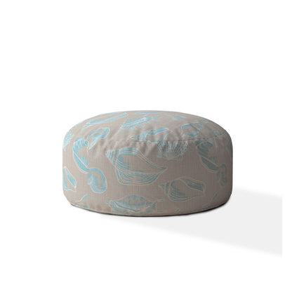 24" Blue Canvas Round Animal Print Pouf Ottoman