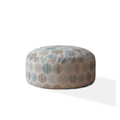 24" Blue Cotton Round Polka Dots Pouf Ottoman