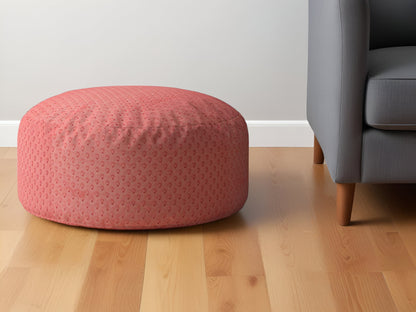 24" Coral Polyester Round Pouf Ottoman