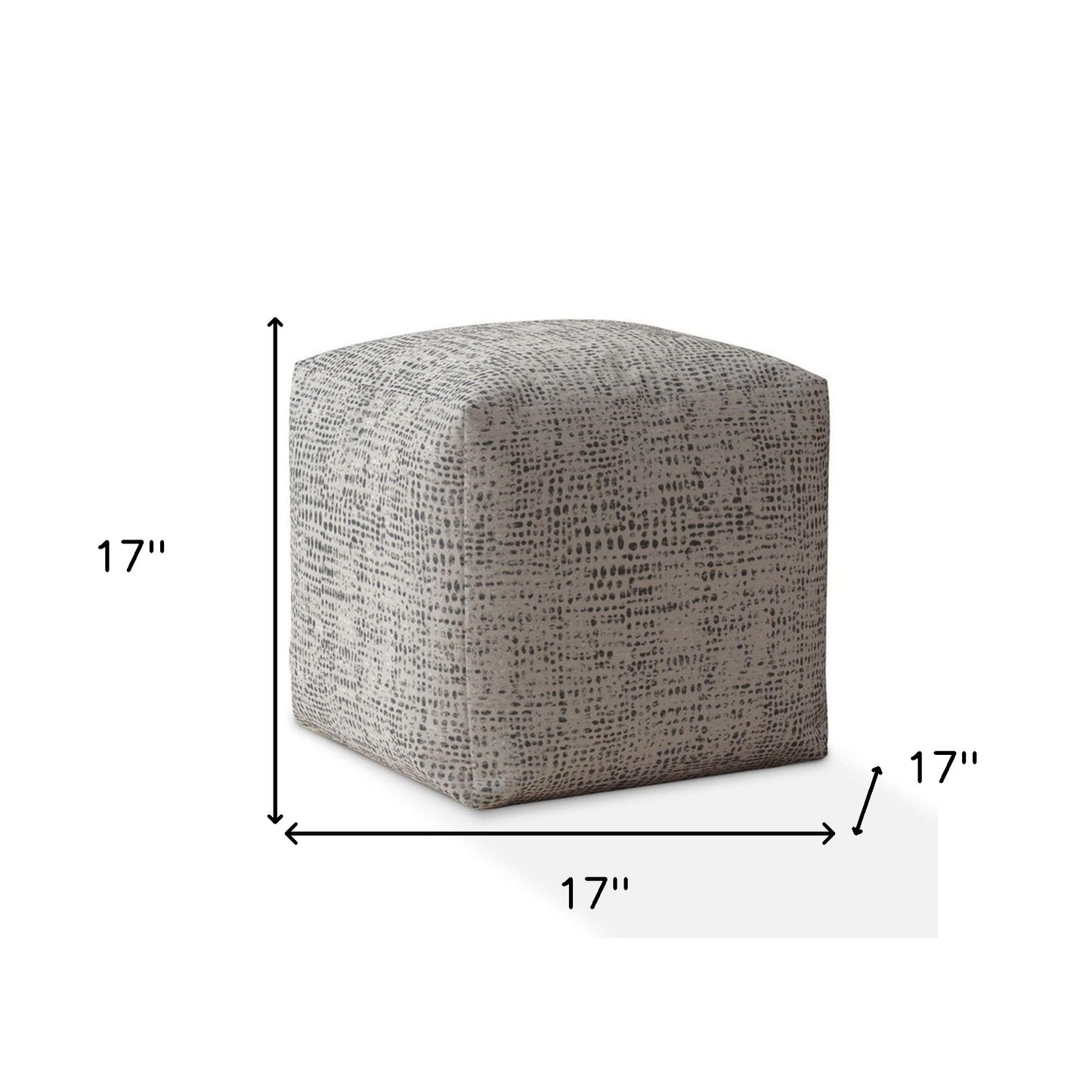 17" Beige Canvas Abstract Pouf Ottoman