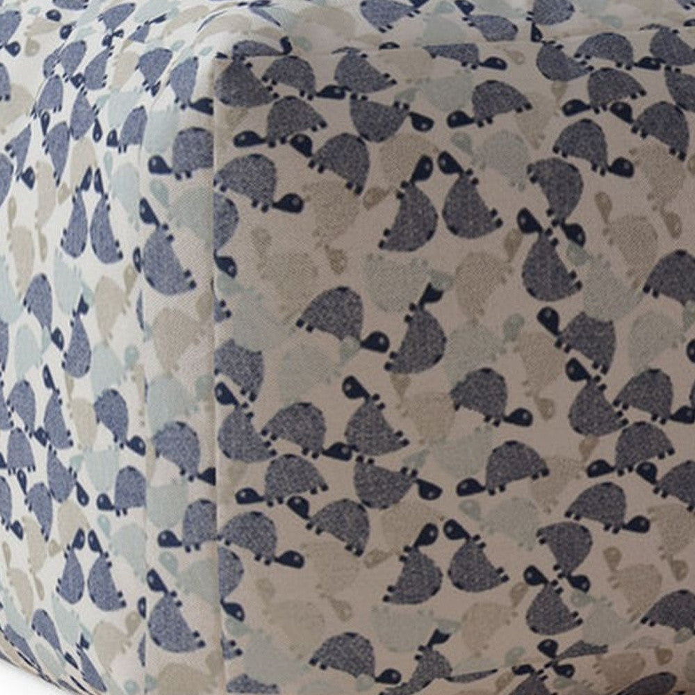 17" Beige Cotton Turtle Pouf Ottoman