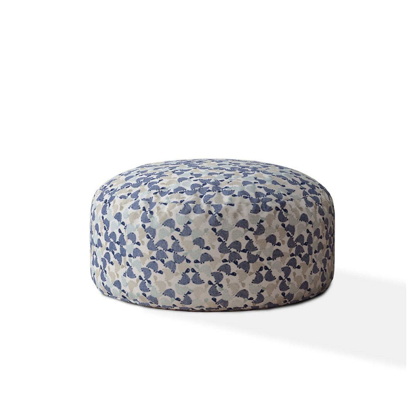 24" Beige Cotton Round Turtle Pouf Cover