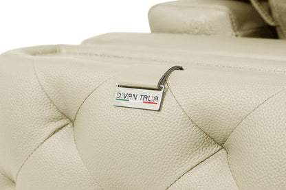 Two Piece Indoor Beige Italian Leather Five Person Seating Set