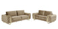 Two Piece Indoor Beige Velvet Five Person Seating Set