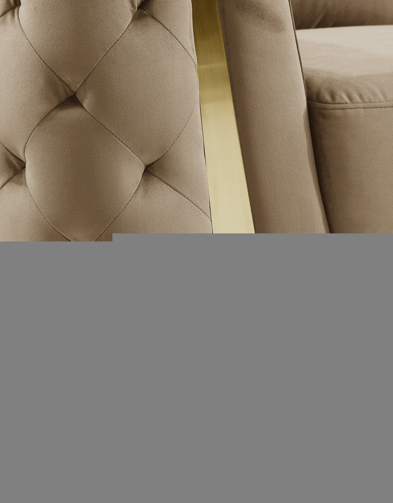 Two Piece Indoor Beige Velvet Five Person Seating Set
