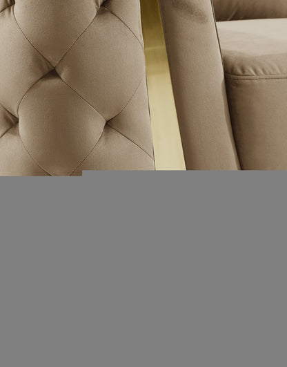 Two Piece Indoor Beige Velvet Five Person Seating Set