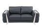 72" Dark Gray And Silver Genuine Leather Loveseat