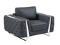 50" Dark Gray And Silver Faux Leather Tufted Club Chair