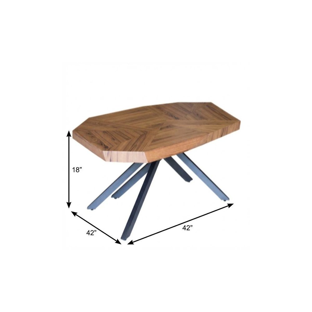 42" Brown And Black Wood And Iron Free Form Coffee Table