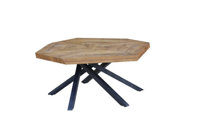 42" Brown And Black Wood And Iron Free Form Coffee Table