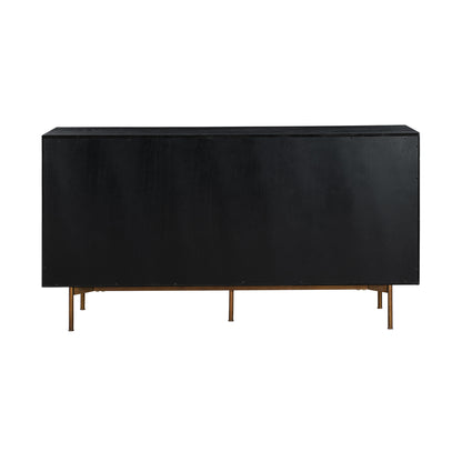 63" Black Solid Wood Six Drawer Double Dresser