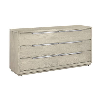 63" Gray Solid Wood Six Drawer Double Dresser